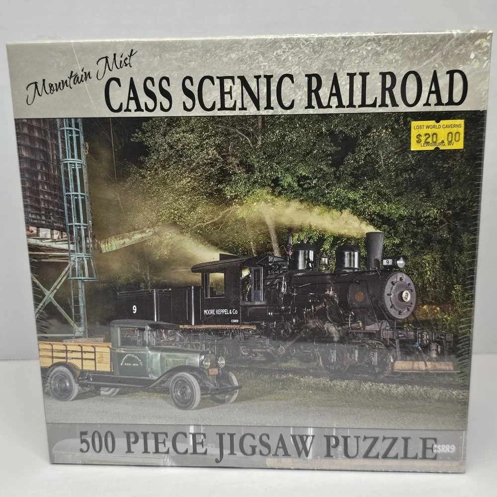 Sealed Cass Scenic Railroad TRAIN 500 Piece Jigsaw Puzzle Mountain Mist USA Made